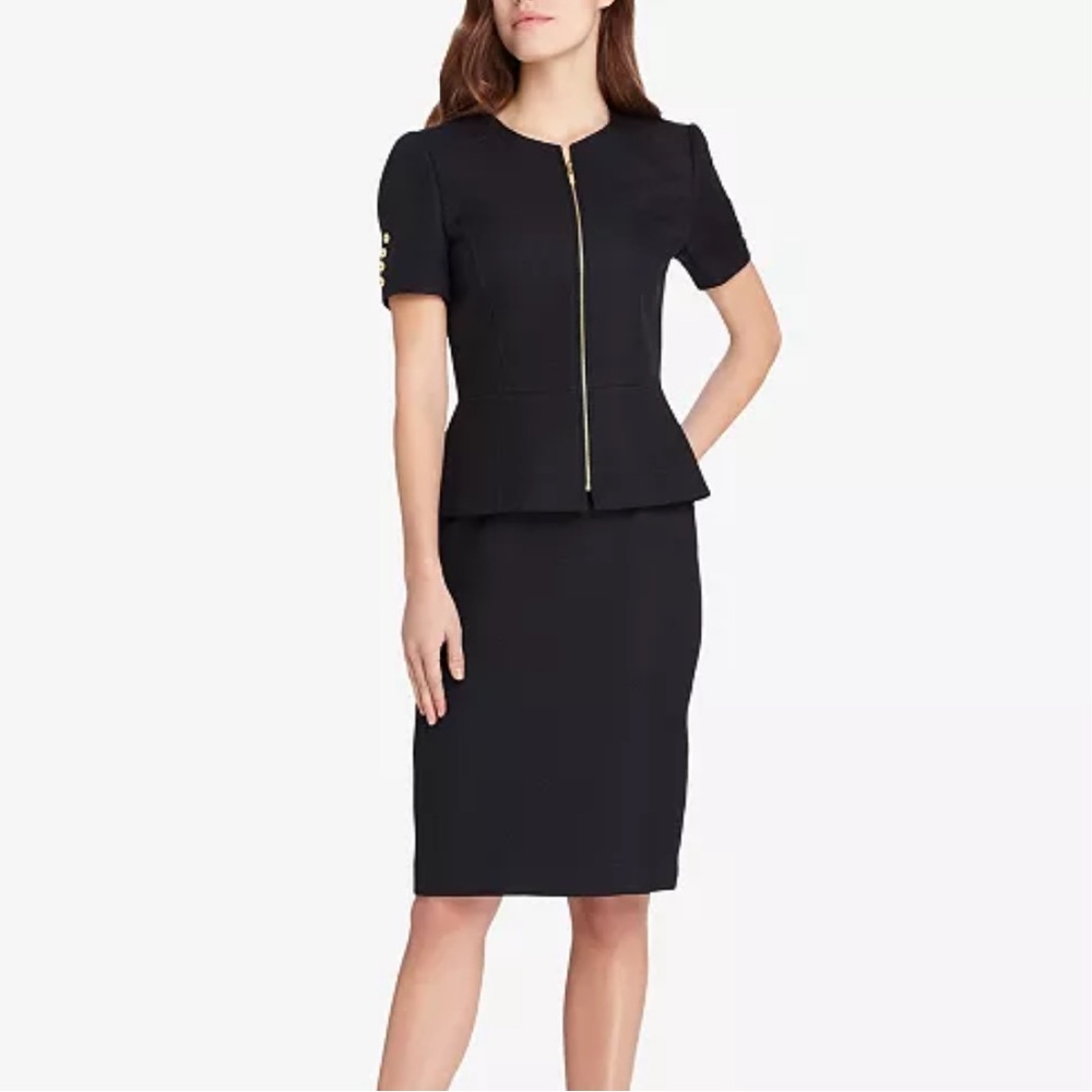 Tahari Black Peplum Blazer and Pencil Skirt Set - size 4P